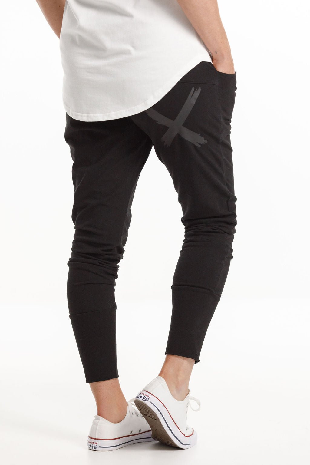 Apartment Pants - Winter Weight - Black with Lilac Damask X