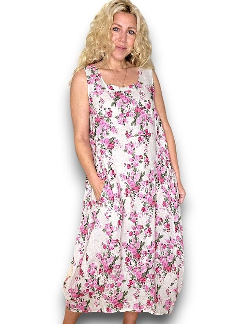 TANK DRESS LINEN FAR AWAY ROSE BEIGE