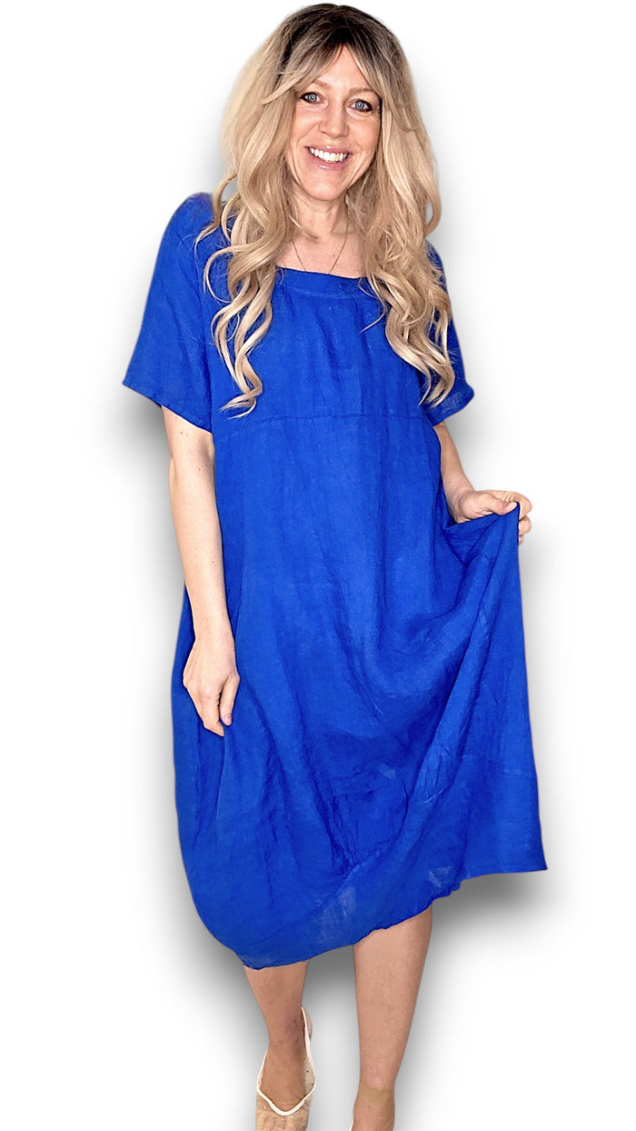 MID SLEEVE MAXI DRESS COBALT