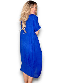 MID SLEEVE MAXI DRESS COBALT