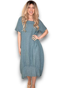 MID SLEEVE MAXI DRESS FADED JADE