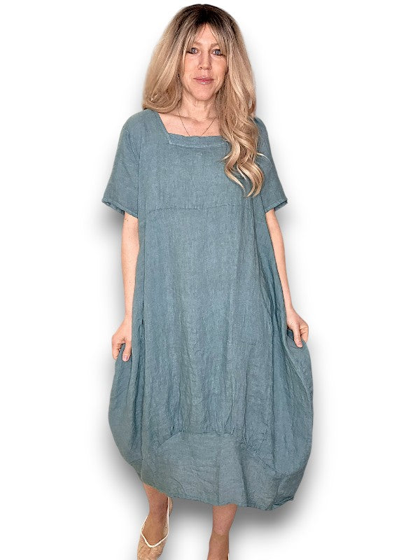 MID SLEEVE MAXI DRESS FADED JADE