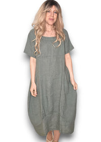 MID SLEEVE MAXI DRESS FOREST
