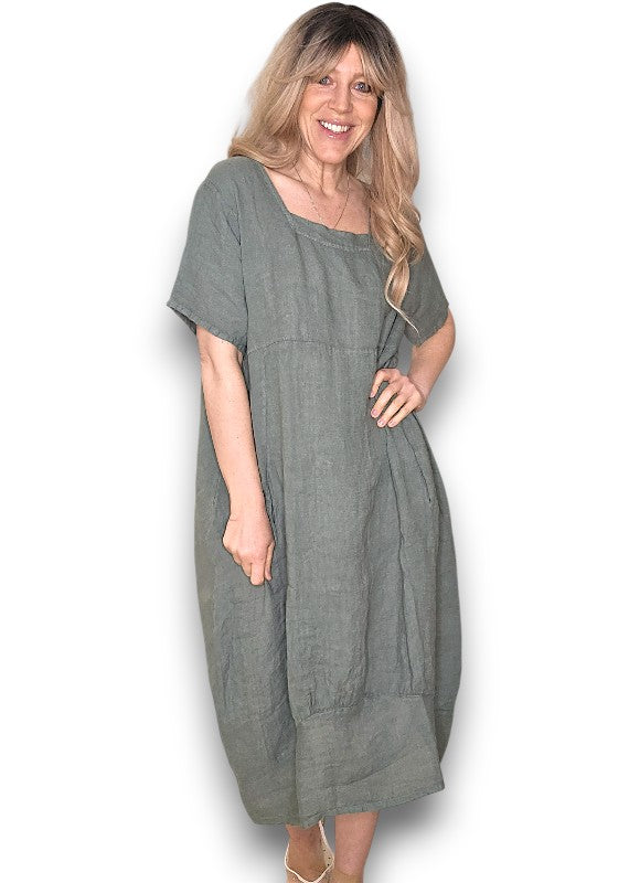 MID SLEEVE MAXI DRESS FOREST