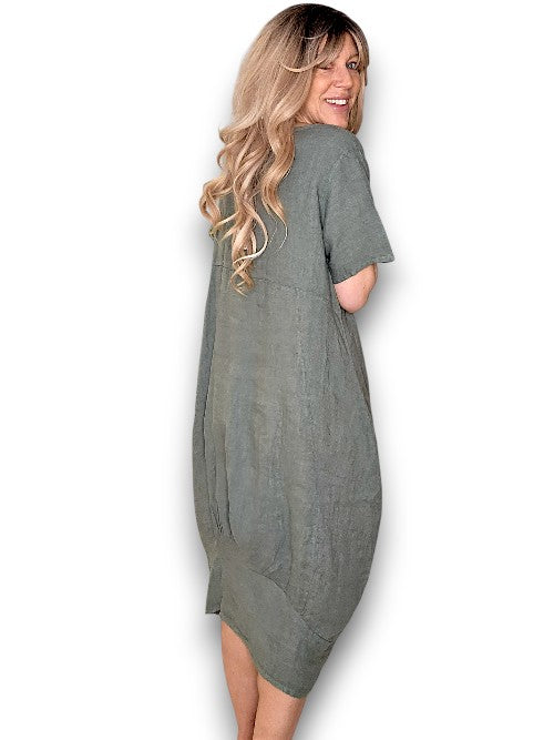 MID SLEEVE MAXI DRESS FOREST