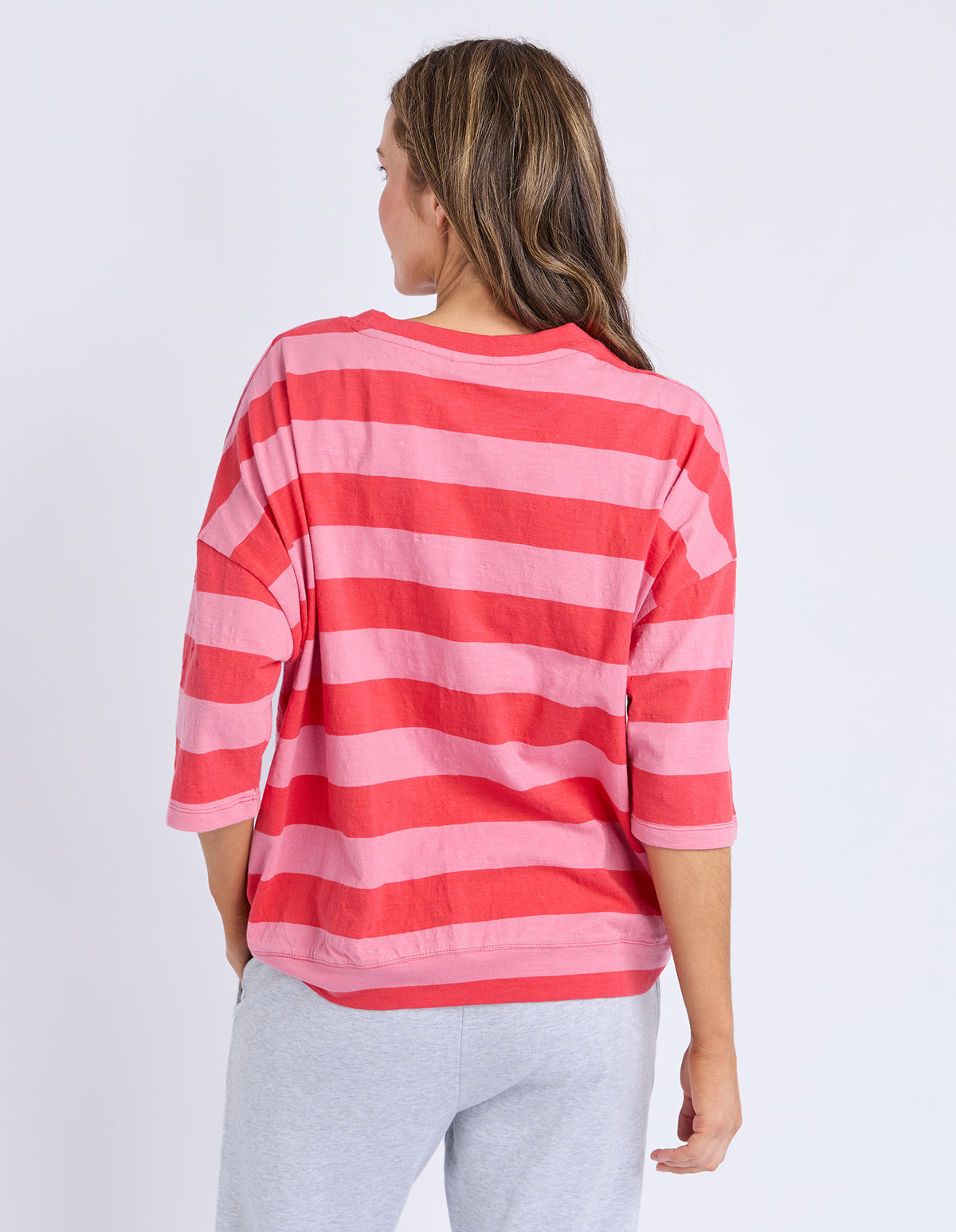 MAZIE BLOCK STRIPE SWEAT CAYENNE