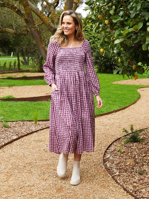 Elm Lifestyle Clothing NZ  Pippa Check Cotton Dress