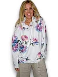 COTTON HOODIE PEONY OMBRE WHITE