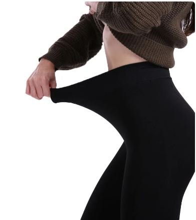 ACCESSORIES_FLEECE LEGGINGS WITH FALSE SOCK AT CUFF SOLID BLACK _ FLEECE LEGGINGS WITH FALSE SOCK AT CUFF SOLID BLACK _ Ebony Boutique NZ