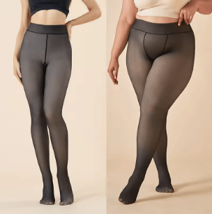 ACCESSORIES_FLEECE LINED THERMAL LEGGING TIGHTS PLUS SIZE 300G NUDE/BLACK _ FLEECE LINED THERMAL LEGGING TIGHTS PLUS SIZE 300G NUDE/BLACK _ Ebony Boutique NZ