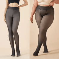 ACCESSORIES_FLEECE LINED THERMAL LEGGING TIGHTS PLUS SIZE 300G NUDE/BLACK _ FLEECE LINED THERMAL LEGGING TIGHTS PLUS SIZE 300G NUDE/BLACK _ Ebony Boutique NZ