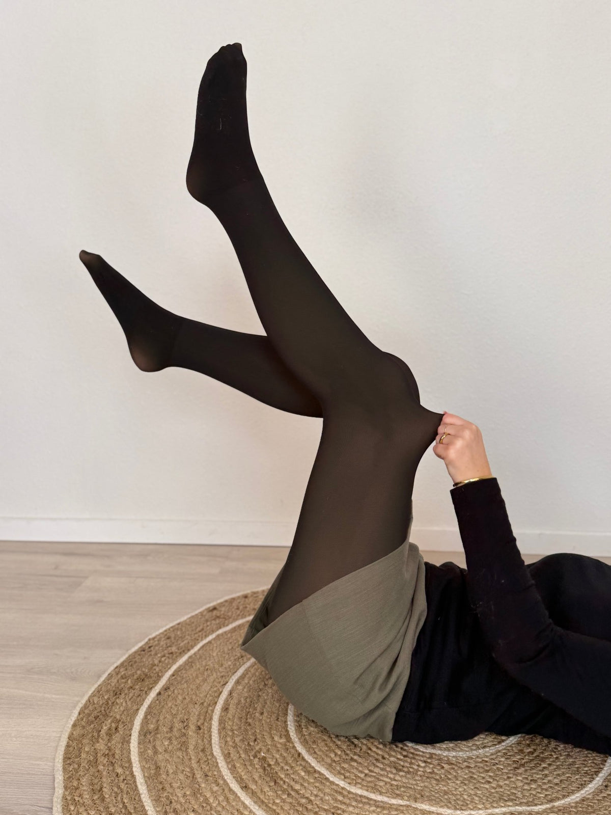 ACCESSORIES_FLEECE LINED THERMAL LEGGING TIGHTS SINGLE SEAM 300G NUDE/BLACK _ FLEECE LINED THERMAL LEGGING TIGHTS SINGLE SEAM 300G NUDE/BLACK _ Ebony Boutique NZ