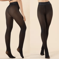 ACCESSORIES_FLEECE LINED THERMAL LEGGING TIGHTS SINGLE SEAM NUDE/BLACK _ FLEECE LINED THERMAL LEGGING TIGHTS SINGLE SEAM NUDE/BLACK _ Ebony Boutique NZ