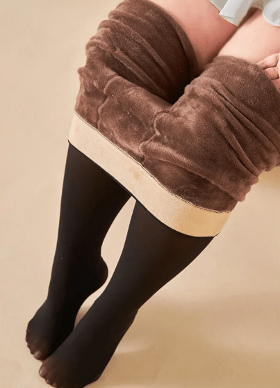 ACCESSORIES_FLEECE LINED THERMAL LEGGING TIGHTS SINGLE SEAM NUDE/BLACK _ FLEECE LINED THERMAL LEGGING TIGHTS SINGLE SEAM NUDE/BLACK _ Ebony Boutique NZ
