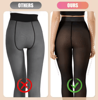 ACCESSORIES_FLEECE LINED THERMAL LEGGING TIGHTS SINGLE SEAM NUDE/BLACK _ FLEECE LINED THERMAL LEGGING TIGHTS SINGLE SEAM NUDE/BLACK _ Ebony Boutique NZ