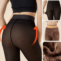 ACCESSORIES_FLEECE LINED THERMAL LEGGING TIGHTS SINGLE SEAM NUDE/BLACK _ FLEECE LINED THERMAL LEGGING TIGHTS SINGLE SEAM NUDE/BLACK _ Ebony Boutique NZ