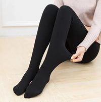 ACCESSORIES_FLEECE LINED THERMAL LEGGING TIGHTS SINGLE SEAM SOLID BLACK _ FLEECE LINED THERMAL LEGGING TIGHTS SINGLE SEAM SOLID BLACK _ Ebony Boutique NZ