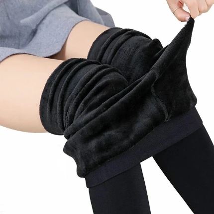 ACCESSORIES_FLEECE LINED THERMAL LEGGING TIGHTS SOLID BLACK _ FLEECE LINED THERMAL LEGGING TIGHTS SOLID BLACK _ Ebony Boutique NZ