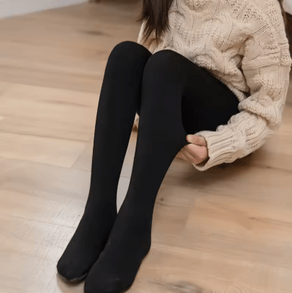 ACCESSORIES_FLEECE LINED THERMAL LEGGING TIGHTS SOLID BLACK _ FLEECE LINED THERMAL LEGGING TIGHTS SOLID BLACK _ Ebony Boutique NZ