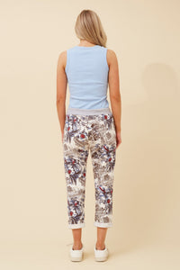 BOTTEGA MODA_FLORAL JOGGERS WHITE RED GREY BLUE _ FLORAL JOGGERS WHITE RED GREY BLUE _ Ebony Boutique NZ