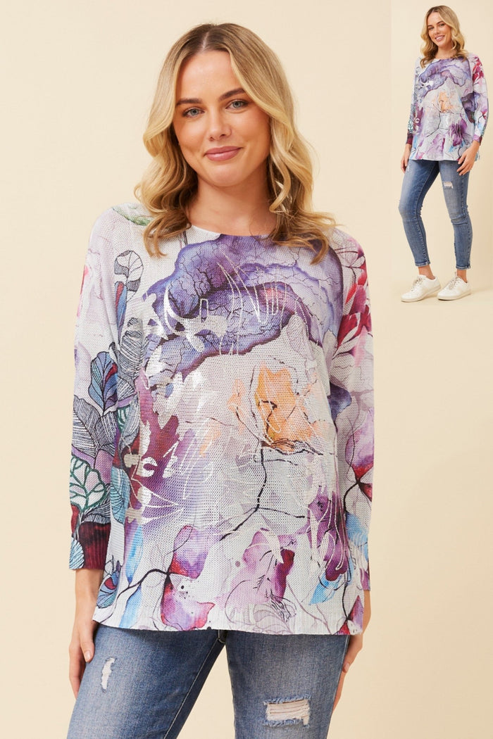 BOTTEGA MODA_FLORAL PRINT JUMPER _ FLORAL PRINT JUMPER _ Ebony Boutique NZ