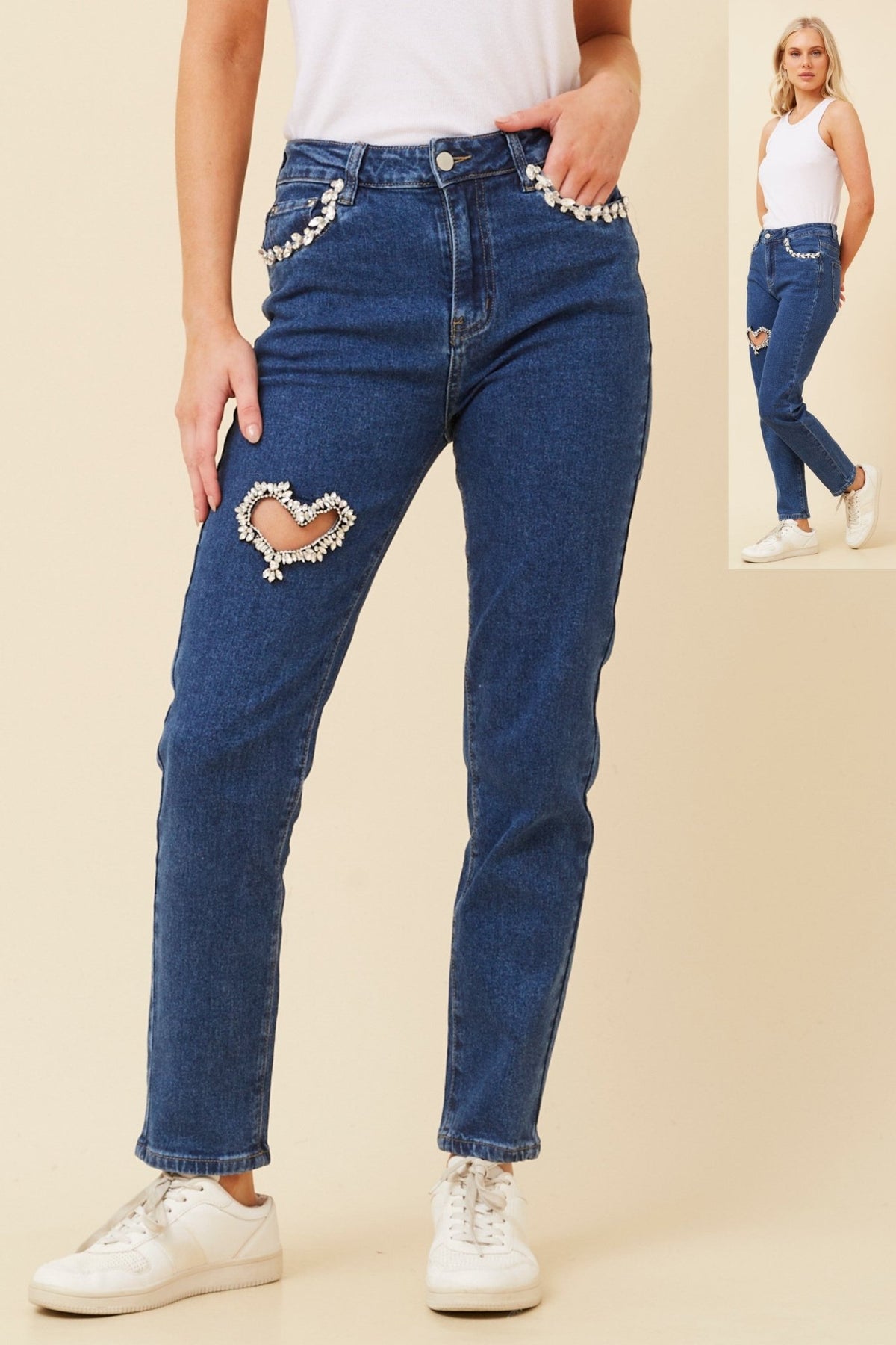 BOTTEGA MODA_HEART LACE JEANS _ HEART LACE JEANS _ Ebony Boutique NZ