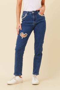 BOTTEGA MODA_HEART LACE JEANS _ HEART LACE JEANS _ Ebony Boutique NZ