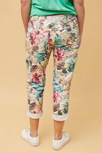 BOTTEGA MODA_STRETCH VISCOSE TIE WAIST JOGGER MULTI BEIGE _ STRETCH VISCOSE TIE WAIST JOGGER MULTI BEIGE _ Ebony Boutique NZ