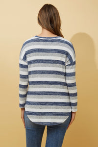 BOTTEGA MODA_STRIPE JUMPER MULTI BLUE _ STRIPE JUMPER MULTI BLUE _ Ebony Boutique NZ