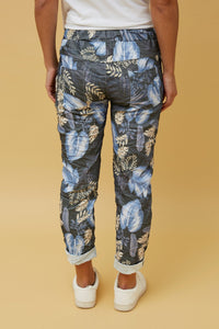 BOTTEGA MODA_TROPICAL LEAF PRINT VISCOSE JOGGER PANT _ TROPICAL LEAF PRINT VISCOSE JOGGER PANT _ Ebony Boutique NZ