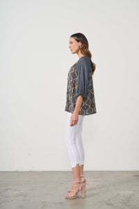 CAJU_KOSMOS PRINT BLOUSE RAGLAN SLEEVE _ KOSMOS PRINT BLOUSE RAGLAN SLEEVE _ Ebony Boutique NZ