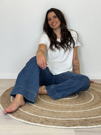 CAROLINE MORGAN_CURVED HEM SHORT SLEEVE BAMBOO TEE WHITE _ CURVED HEM SHORT SLEEVE BAMBOO TEE WHITE _ Ebony Boutique NZ