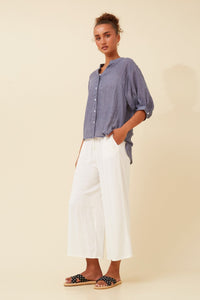 CAROLINE MORGAN_ESSENTIAL BUTTON BACK SHIRT DENIM _ ESSENTIAL BUTTON BACK SHIRT DENIM _ Ebony Boutique NZ