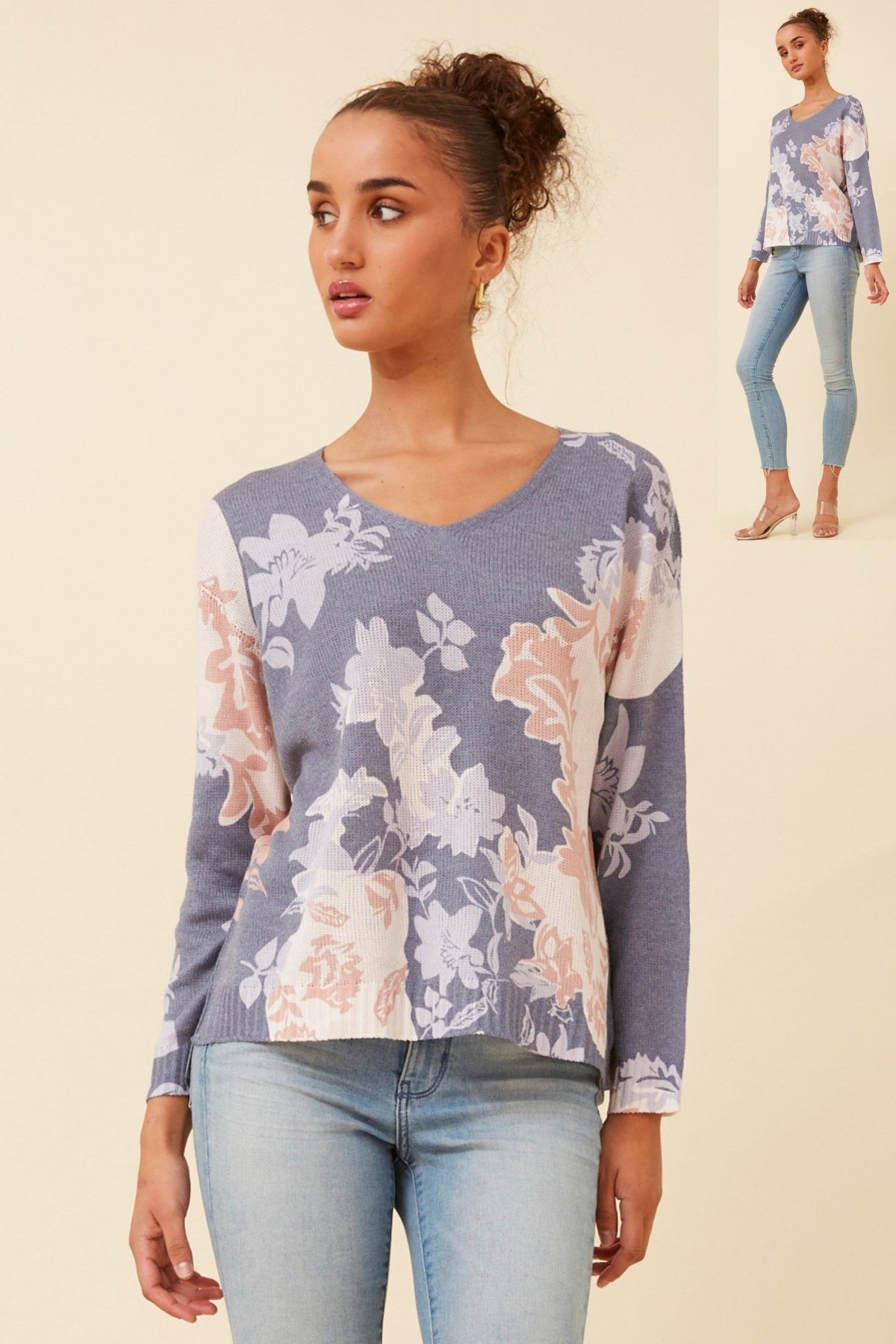 CAROLINE MORGAN_SILKY KNIT FLORAL PRINT _ SILKY KNIT FLORAL PRINT _ Ebony Boutique NZ