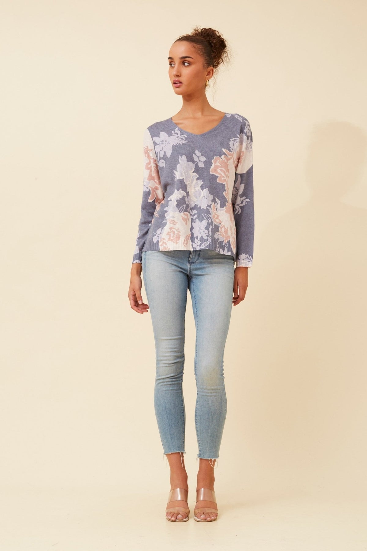CAROLINE MORGAN_SILKY KNIT FLORAL PRINT _ SILKY KNIT FLORAL PRINT _ Ebony Boutique NZ