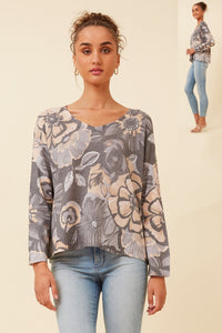 CAROLINE MORGAN_SILKY KNIT FLORAL PRINT _ SILKY KNIT FLORAL PRINT _ Ebony Boutique NZ