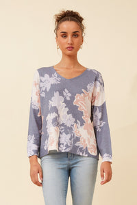CAROLINE MORGAN_SILKY KNIT FLORAL PRINT _ SILKY KNIT FLORAL PRINT _ Ebony Boutique NZ