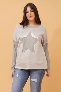 CAROLINE MORGAN_SUEDE STAR JUMPER _ SUEDE STAR JUMPER _ Ebony Boutique NZ