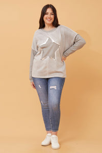 CAROLINE MORGAN_SUEDE STAR JUMPER _ SUEDE STAR JUMPER _ Ebony Boutique NZ