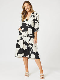 CLARITY_BARCELONA DRESS BLACK/NATURAL _ BARCELONA DRESS BLACK/NATURAL _ Ebony Boutique NZ