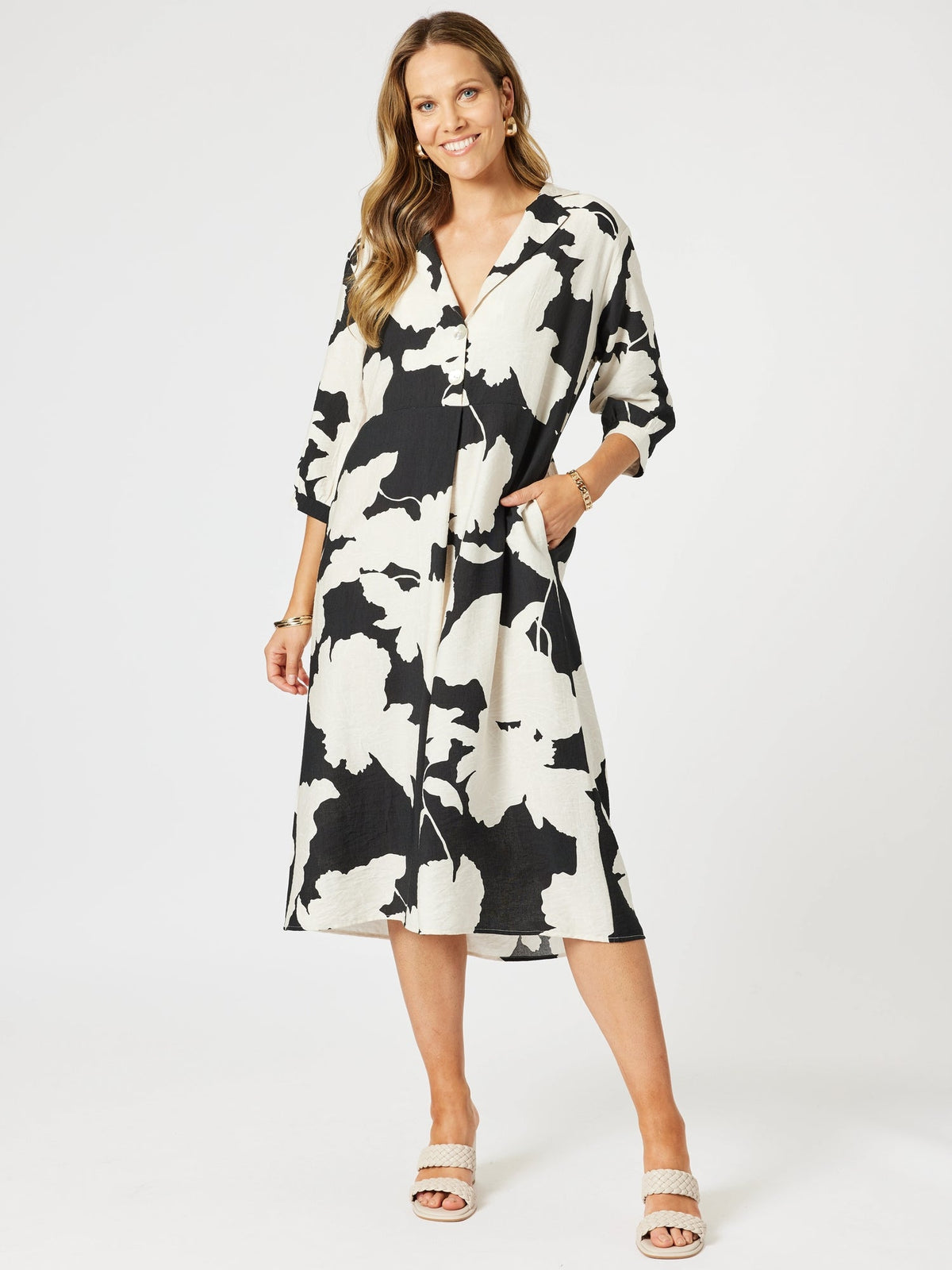 CLARITY_BARCELONA DRESS BLACK/NATURAL _ BARCELONA DRESS BLACK/NATURAL _ Ebony Boutique NZ