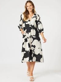 CLARITY_BARCELONA DRESS BLACK/NATURAL _ BARCELONA DRESS BLACK/NATURAL _ Ebony Boutique NZ