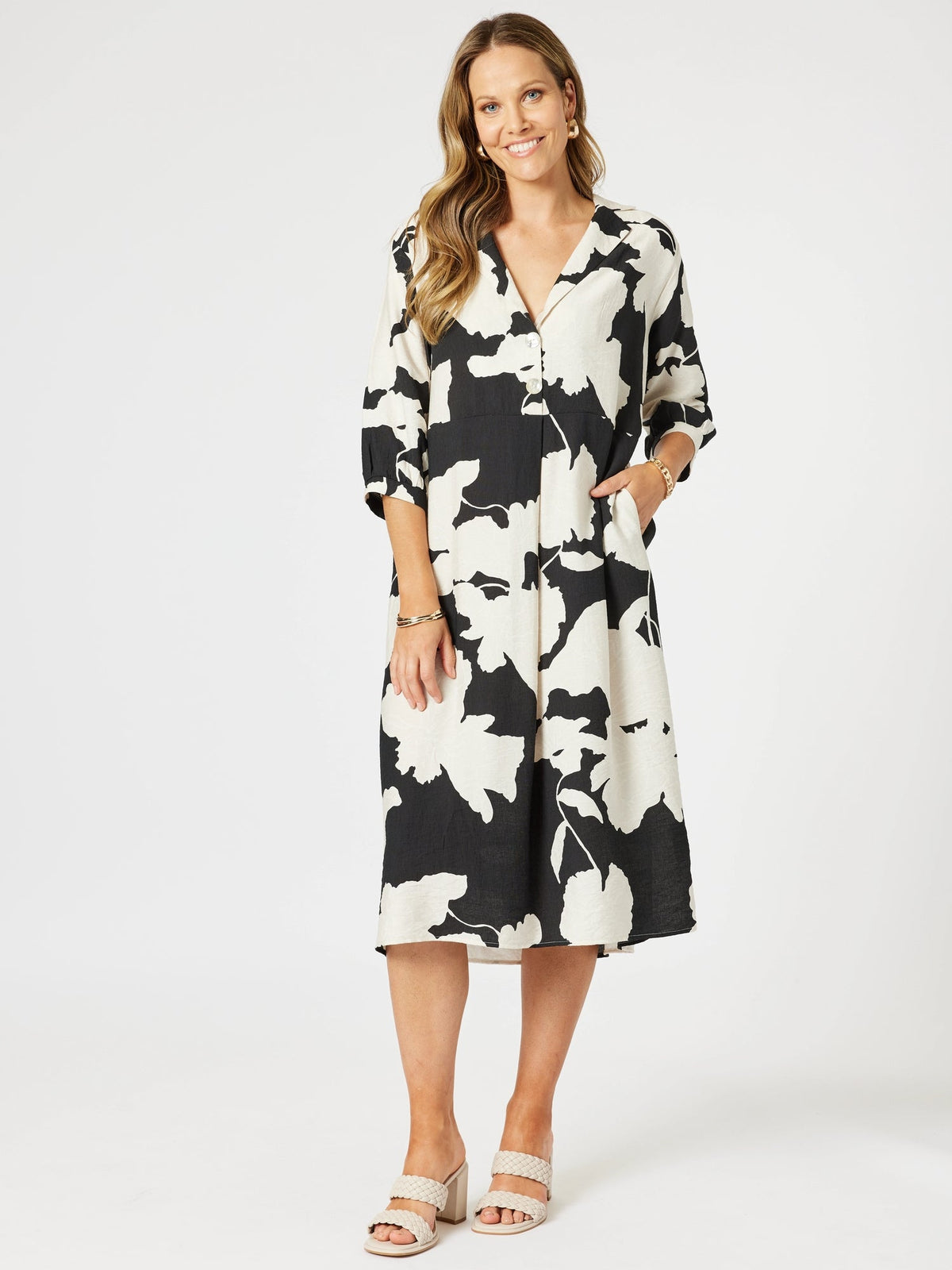 CLARITY_BARCELONA DRESS BLACK/NATURAL _ BARCELONA DRESS BLACK/NATURAL _ Ebony Boutique NZ