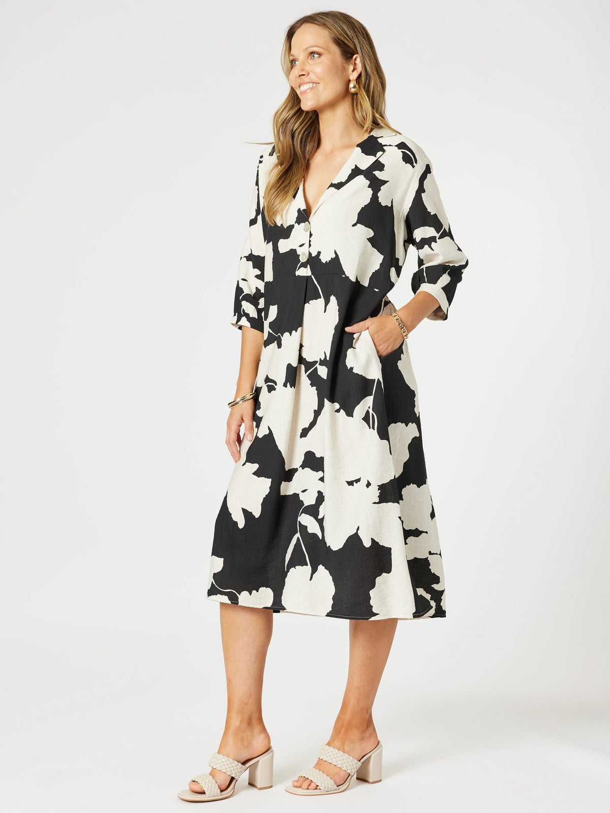 CLARITY_BARCELONA DRESS BLACK/NATURAL _ BARCELONA DRESS BLACK/NATURAL _ Ebony Boutique NZ