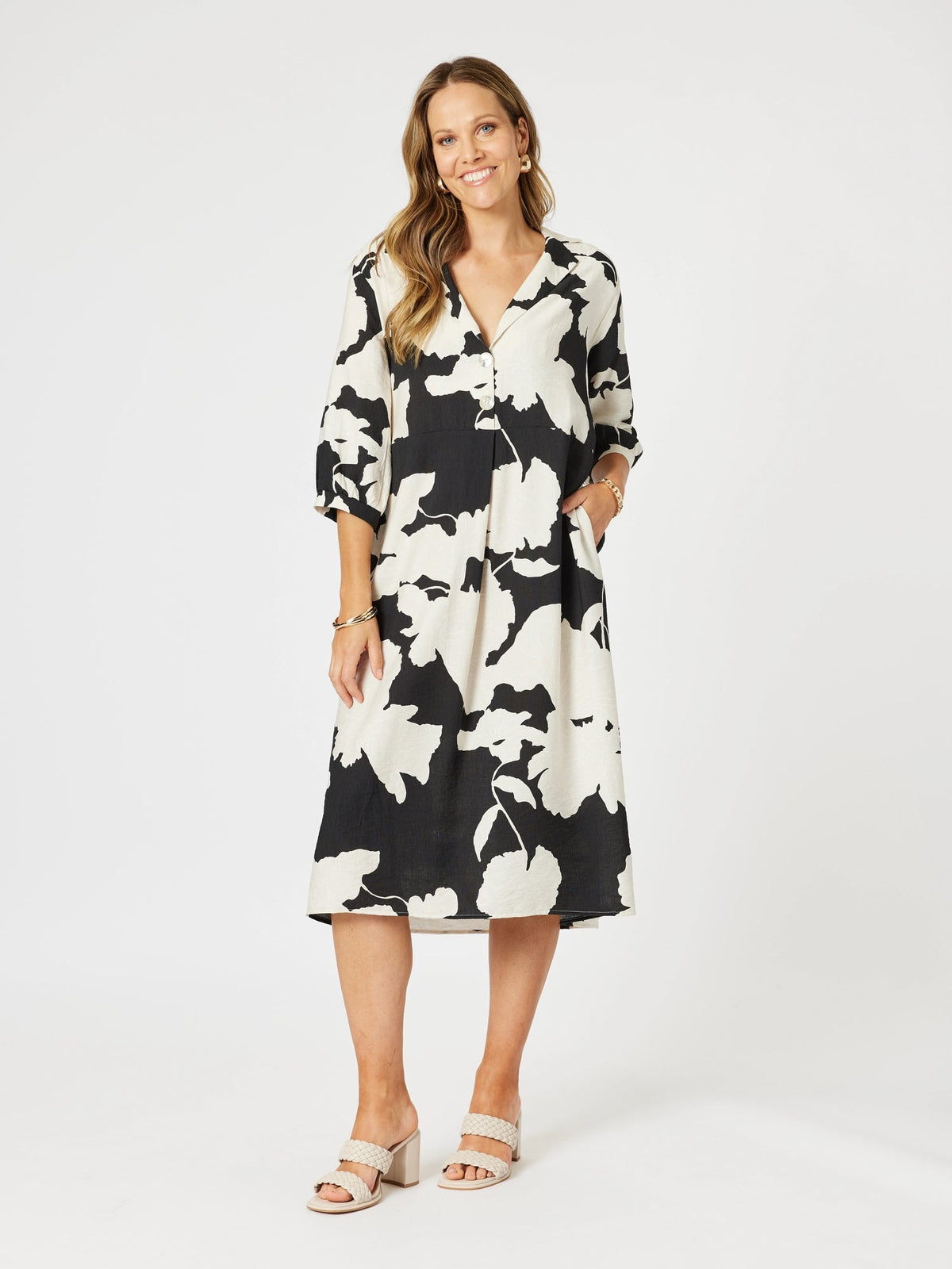 CLARITY_BARCELONA DRESS BLACK/NATURAL _ BARCELONA DRESS BLACK/NATURAL _ Ebony Boutique NZ
