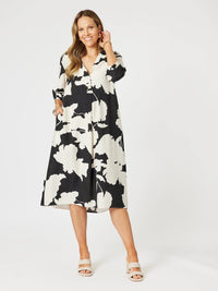 CLARITY_BARCELONA DRESS BLACK/NATURAL _ BARCELONA DRESS BLACK/NATURAL _ Ebony Boutique NZ