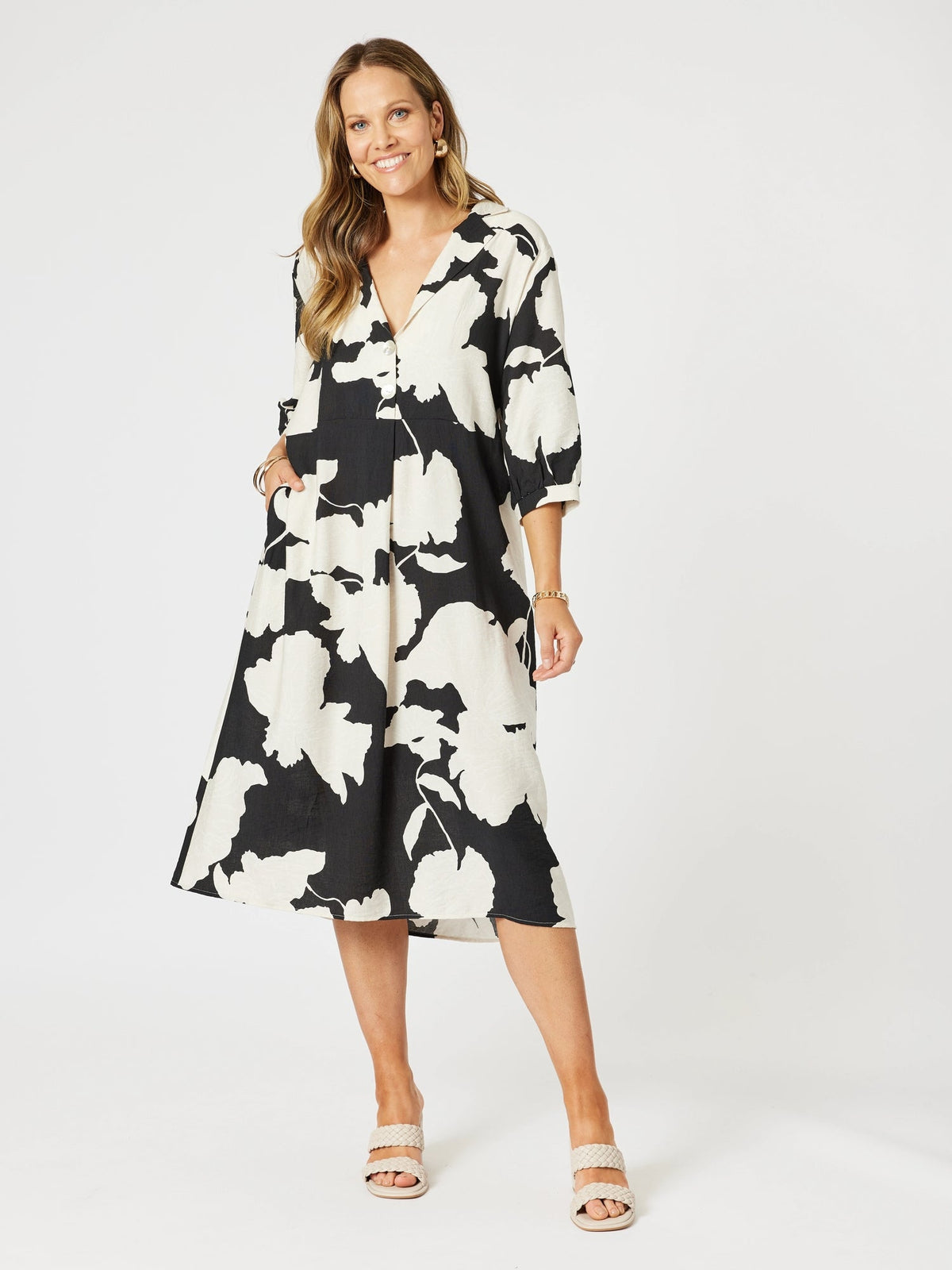 CLARITY_BARCELONA DRESS BLACK/NATURAL _ BARCELONA DRESS BLACK/NATURAL _ Ebony Boutique NZ