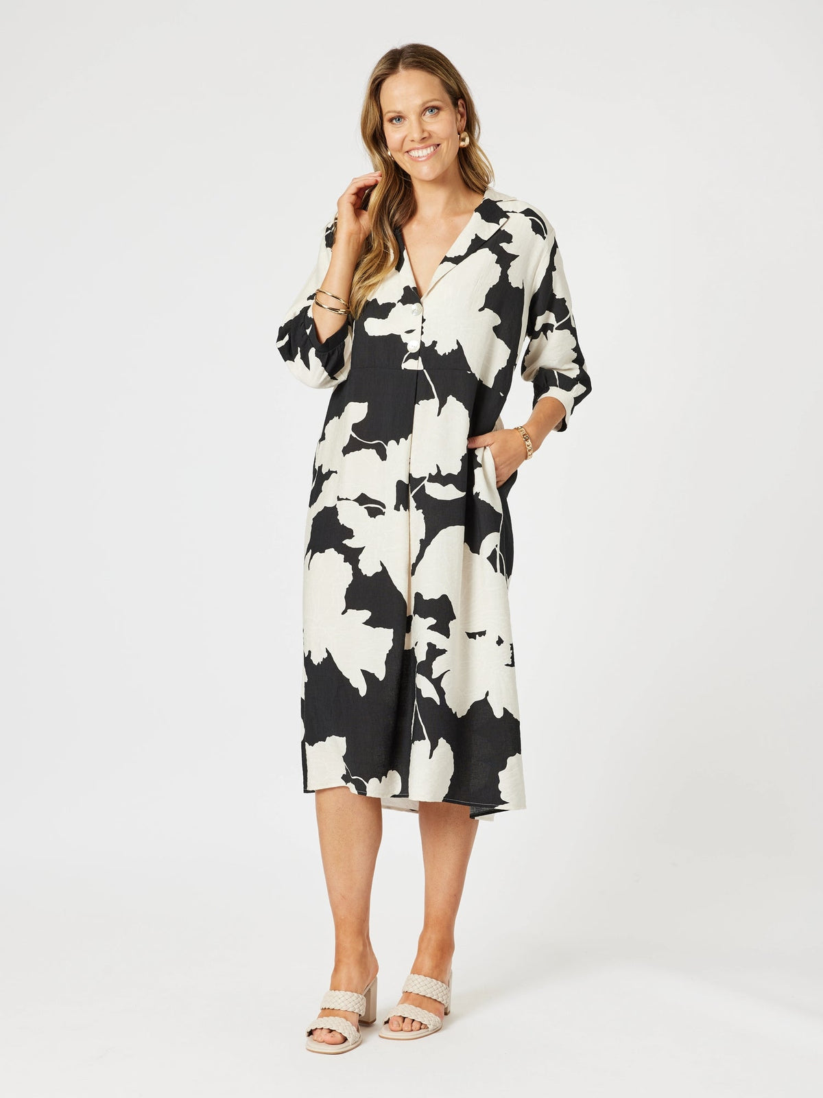 CLARITY_BARCELONA DRESS BLACK/NATURAL _ BARCELONA DRESS BLACK/NATURAL _ Ebony Boutique NZ