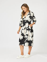 CLARITY_BARCELONA DRESS BLACK/NATURAL _ BARCELONA DRESS BLACK/NATURAL _ Ebony Boutique NZ