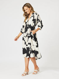 CLARITY_BARCELONA DRESS BLACK/NATURAL _ BARCELONA DRESS BLACK/NATURAL _ Ebony Boutique NZ